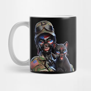 Woman Warrior Panther with Cub by focusln Mug